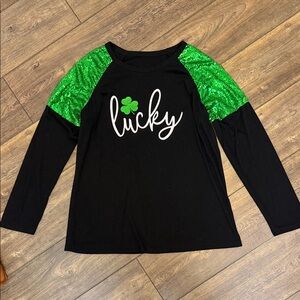 Lucky Long Sleeve Sequined Shirt, Size XL